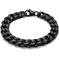 LGT JWLS Stalen heren armband Gourmet schakel Zwart 9mm-21cm