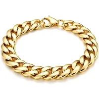 LGT JWLS Stalen heren armband Gourmet schakel Goudkleurig 9mm-21cm