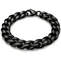 LGT JWLS Stalen heren armband Gourmet schakel Zwart 11mm-23cm