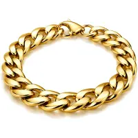 LGT JWLS Stalen heren armband Gourmet schakel Goudkleurig 11mm-21cm