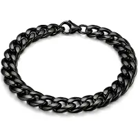 LGT JWLS Stalen heren armband Gourmet schakel Zwart 7mm-19cm