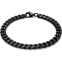 LGT JWLS Stalen heren armband Gourmet schakel Zwart 5mm-18cm