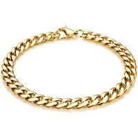 LGT JWLS Stalen heren armband Gourmet schakel Goudkleurig 5mm-21cm