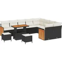 vidaXL Tuinbank Set 12 st 12-Aantal zitplaatsen Zwart en Crème