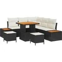 vidaXL Tuinbank Set 8 st 7-Aantal zitplaatsen Zwart en Crème