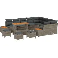 vidaXL Tuinbank Set 13 st 12-Aantal zitplaatsen Grijs