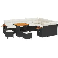 vidaXL Tuinbank Set 12 st Zwart poly rattan