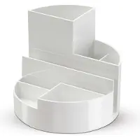MAUL Potloodhouder ronde box eco, 6 vakken incl. notitie- en brievenvak, Ø 140 x H 125 mm, 90 % gerecycled kunststof, wit