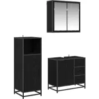 vidaXL Badkamermeubel Set 3 st Zwart Eiken 65 x 33 x 60 cm