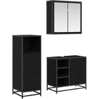 vidaXL Badkamermeubel Set 3 st Zwart Eiken 65 x 33 x 60 cm