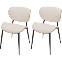 Mendler Set van 2 eetkamerstoelen -O45, stoel, gebogen hout, kunstleer 280 g/m² MVG ~ naturel, wit
