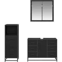 vidaXL Badkamermeubel Set 3 st Zwart Eiken 80 x 33 x 60 cm