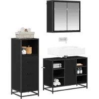 vidaXL Badkamermeubel Set 3 st Zwart Eiken 80 x 33 x 60 cm