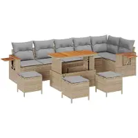vidaXL Tuinbankenset 10 st Beige poly rattan