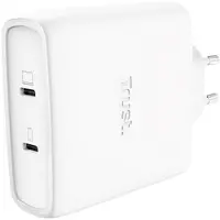 Trust Maxo 100W GaN USB-C Oplader – 2x USB-C Poorten – Snel Laptop, Tablet & Smartphone Opladen – Compact en Efficiënt – Geschikt voor Windows Laptops, MacBooks, Android & iPhone – 2m kabel - Wit