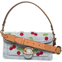 Coach Dames Schoudertassen Cherry Embroidered Denim Tabby 26 - Lichtblauw - Maat ONESIZE