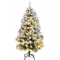 vidaXL Kunstkerstboom met scharnieren 150 LED en kerstballen 120 cm
