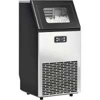 HOMCOM Commerciële ijsmachine-Roestvrij staal, ABS-kunststof-39L x 37B x 80H cm-Zilver