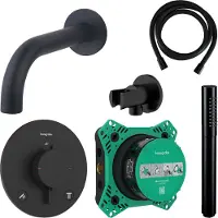 Hansgrohe Badkraanset Ecostat Rond met Handdouche Zwart