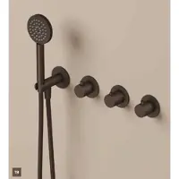 Hotbath Guy GY7071DEXT Diamond afbouwdeel inbouwthermostaat met ronde handdouche aan houder en 2 stopkranen tuscan bronze