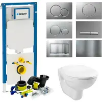 Geberit up720 toiletset compleet | inbouwreservoir | sigma 8 basic smart wit | met drukplaat | set 01