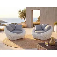 Vente-unique Set van 2 tuinfauteuils van ecrukleurig gevlochten hars - WHITEHEAVEN