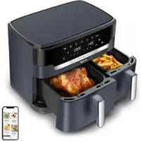 Tefal EY942B, heteluchtfriteuse, 11 liter, 40 °C, 200 °C, geschikt voor 8 personen, dubbel
