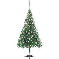 vidaXL Kunstkerstboom met verlichting en kerstballen 230 takken 120 cm
