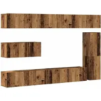 vidaXL 7-delig Tv-meubelset wandmontage bewerkt hout oud houtkleurig