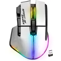 SPIRIT OF GAMER PRO M5 ARTIC WIRELESS, muis voor rechtshandigen, optisch, draadloos (RF) + Bluetooth + USB Type-C, 8000 DPI, wit