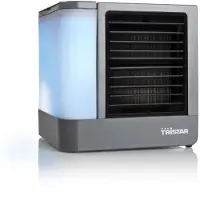 Tristar Haushaltsgeräte 355500 Premium Mini Luchtkoeler 14,2x14,2x14,8cm – Draagbare airco voor Bureau, Slaapkamer – Aircooler USB-C, 7 Kleuren LED Verlichting, Uitneembaar Waterverdampingsfilter, Persoonlijke