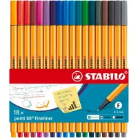 Stabilo zz3_ARCHIV_Pen_to_pen, Fineliner - punt 88 - 18-pack - met 18 verschillende kleuren (18 kleuren, 18 x)