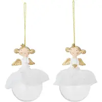 Bloomingville Kerstornament polyresin wit Griselda - set van 2