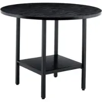 STILVORA Ronde Eettafel - Met Opbergplank Voor 4-6 Personen - Voor Keuken En Eetkamer - MDF En Metaal - 100x77 Cm - Zwart