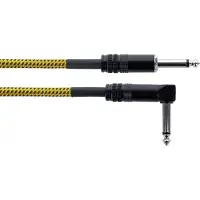 Cordial 14776 Jackplug Instrumenten Aansluitkabel [1x Jackplug male 6,3 mm (mono) - 1x Jackplug male 6,3 mm (mono)] 3 m Zwart, Geel Textielmantel