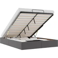 vidaXL Bedframe zonder matras 140x190 cm kunstleer grijs