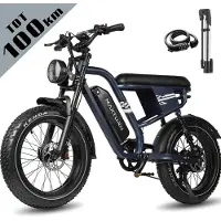 Maxtron MX10 Elektrische Fiets – 20×4.0 Inch Fatbike – 48V 13.5Ah Accu – Actieradius tot 100 km – Mechanische Schijfremmen – Stadsfiets – Max. Belastbaar 120 kg – Blauw