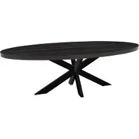 Lizzely Garden & Living Eettafel ovaal mangohout 240cm James zwart ovale industriële tafel duurzaam mango eetkamertafel