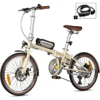Maxtron Smart20 Elektrische Fiets – 20 Inch Opvouwbare E-bike – 36V 5.2Ah Accu – Actieradius tot 40 km – Shimano 7 Versnellingen – Schijfremmen – Stadsfiets –Inclusief gratis cijferslot– Beige