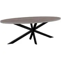 Lizzely Garden & Living Eettafel ovaal melamine 210cm Tommy grijs ovale tafel