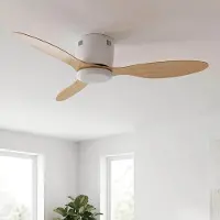 LumenXL Plafondventilator wit met beukenhoutlook incl. afstandsbediening - Rivotra