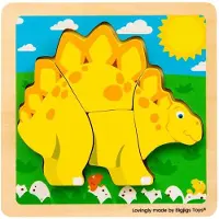Bigjigs Houten vormpuzzel dinosaurus (Stegosaurus) - 4 stuks.