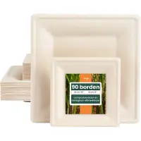 Haago – 90 Vierkante Bagasse Borden (2 Maten: 26cm & 16cm) – Stevig, Stijf & Lekvrij – Biologisch Afbreekbaar & Thuis Composteerbaar