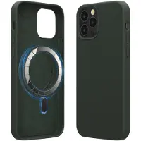 Kwmobile telefoonhoesje geschikt voor Apple iPhone 12 / iPhone 12 Pro - Hoesje met magneet compatibel met MagSafe - Smartphone case in donkergroen