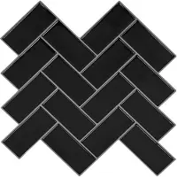 vidaXL Visgraat Tegel 10 st Zwart 30 x 30 cm Polyurethaan en PET