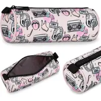 Sarcia.eu Muziek, schooletui voor meisjes, rond, etui voor schoolspullen 22x8x8cm