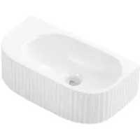 Qeramiq Blend Fontein - 40x22x12cm - ribbel - halfrond - zonder kraangat - keramiek - mat wit SW1522210