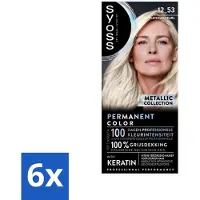 Syoss - Coloration 12-53 Platinum Pearl - Haarverf - Grijsdekking - Vermindert Haarbreuk - Voordeelverpakking - 6 stuks