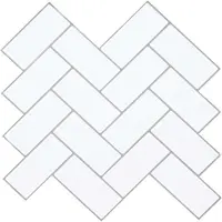 vidaXL Visgraat Tegel 10 st Wit Grijs 30 x 30 cm Polyurethaan en PET