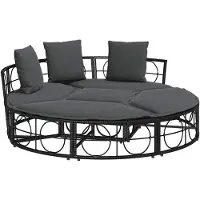 vidaXL Loungebed voor buiten zonder luifel poly rattan zwart